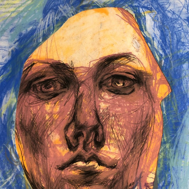 Abstract Original LargeContemporary Abstract Pastel Portrait Drawing For Sale - Image 3 of 6