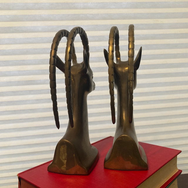 1960s Rosenthal Netter Brass Gazelle Vintage Bookends- a Pair For Sale - Image 11 of 13