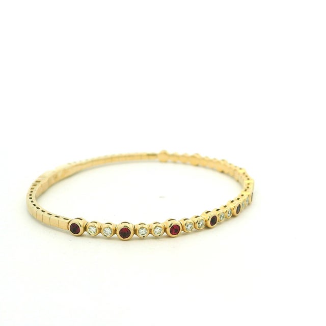 Vintage Ruby and Diamond Flexible 14k Yellow Gold Bracelet For Sale - Image 4 of 12