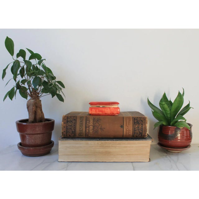 Italian Hand Painted Coral Alabaster Trinket Box For Sale - Image 4 of 10