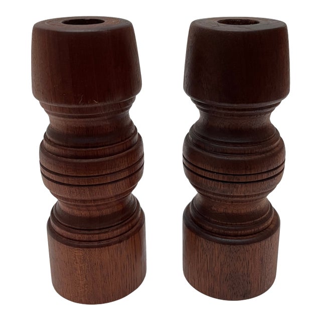 Mid Century Danish Candle Holders in Teak . For Sale