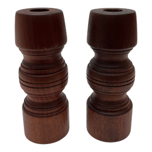 Mid Century Danish Candle Holders in Teak .