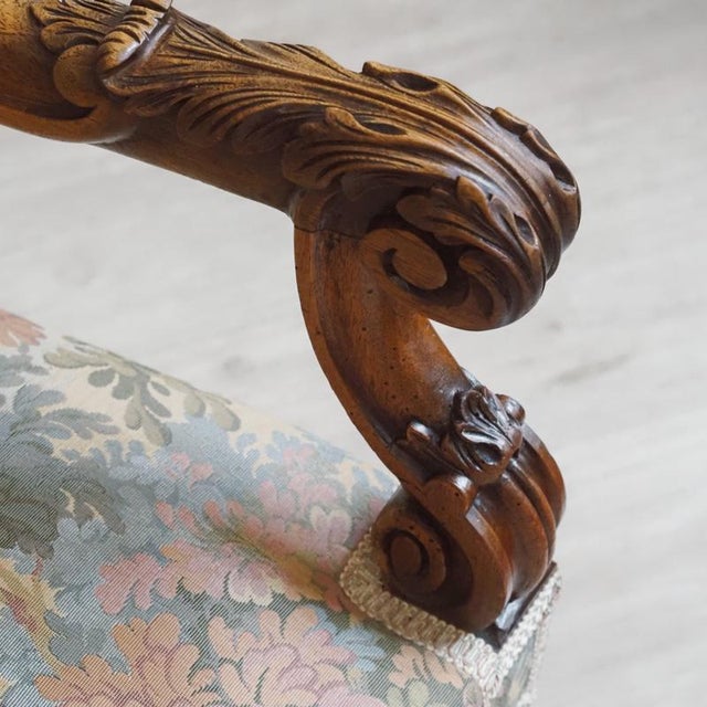 Wood Louis XIV Armchair in Walnut, 1880 For Sale - Image 7 of 15