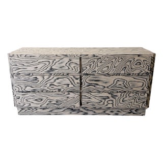 Vintage 1980s Postmodern Memphis Style Dresser in Graphic Veneer For Sale
