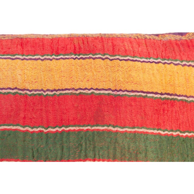 1980s Kaya Striped Gujarati Mashru Lumbar Pillow For Sale - Image 5 of 7