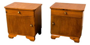Vintage Art Deco Bedside Cabinets in Wood, 1930s, Set of 2