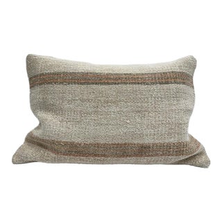Turkish Hemp Pillow Cushion Natural Brown Beige Pillow Cushion Cover 16" x 24" For Sale