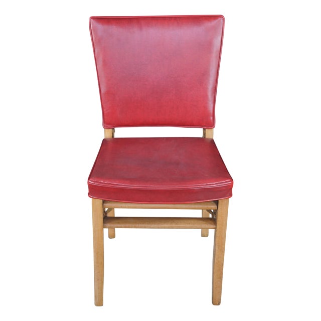 Mid 20th Century Louis Rastetter & Sons 'The Solid Kumfort' Red Leather Folding Chair For Sale