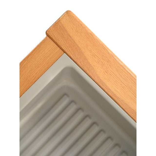 Brown Oak Bench with Built-In Planter, 1960s For Sale - Image 8 of 11