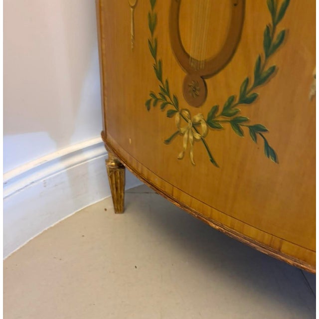 Brown Large Antique Georgian Sheraton Satinwood Hand Painted Cabinet Sideboard, 1800 For Sale - Image 8 of 18
