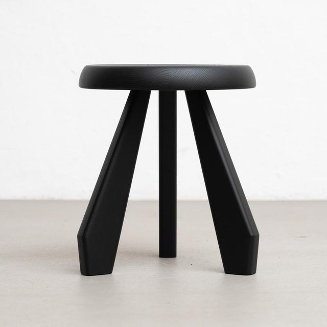 Charlotte Perriand Meribel Black Stool For Cassina Stool model Meribel designed by Charlotte Perriand in 1953-61. Black...
