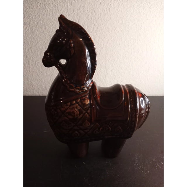 Glazed Ceramic Horse Figurine For Sale - Image 4 of 7