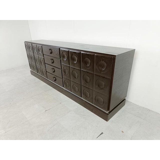 Wood Brutalist Graphical Credenza, 1970s For Sale - Image 7 of 12