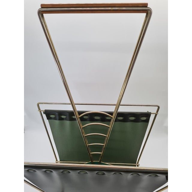 Mid-Century Modern Newspaper Rack in Chrome and Vinyl, West Germany, 1970s For Sale - Image 9 of 11