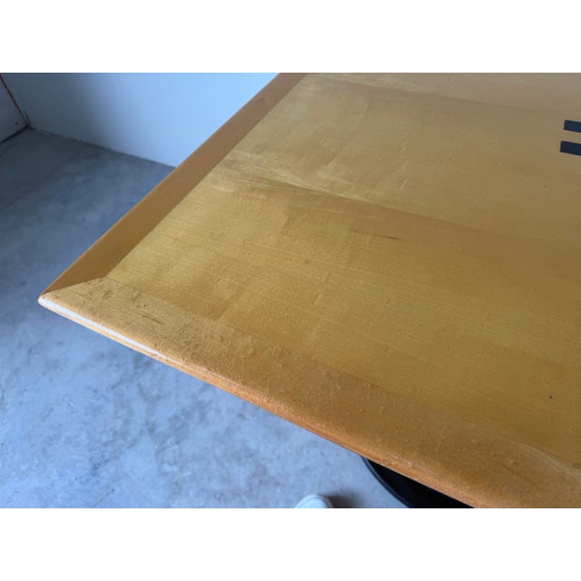 1980’s Postmodern Art Deco-Style Italian Pedestal Game Table With Black Metal Base For Sale - Image 11 of 12
