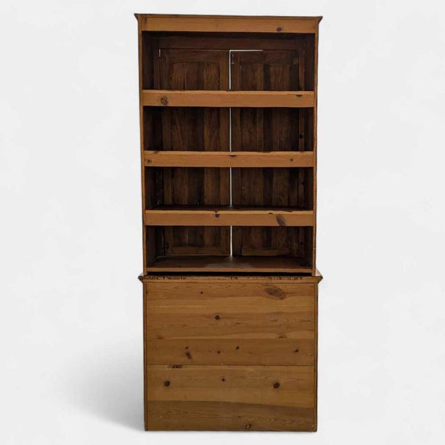Antique Early American Solid Wood Rustic Cupboard Hutch For Sale - Image 9 of 14