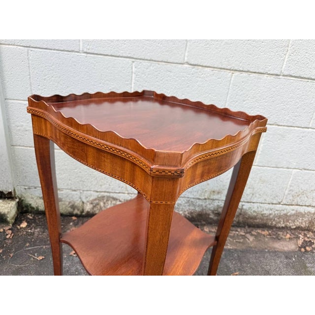 Brown Early 20th Century Edwardian Style Scalloped Top Tray Table. For Sale - Image 8 of 14