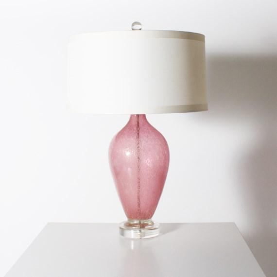 Mid-Century Modern Large Pink Murano Lamp With Bullicante Inclusions, C. 1950 For Sale - Image 3 of 3