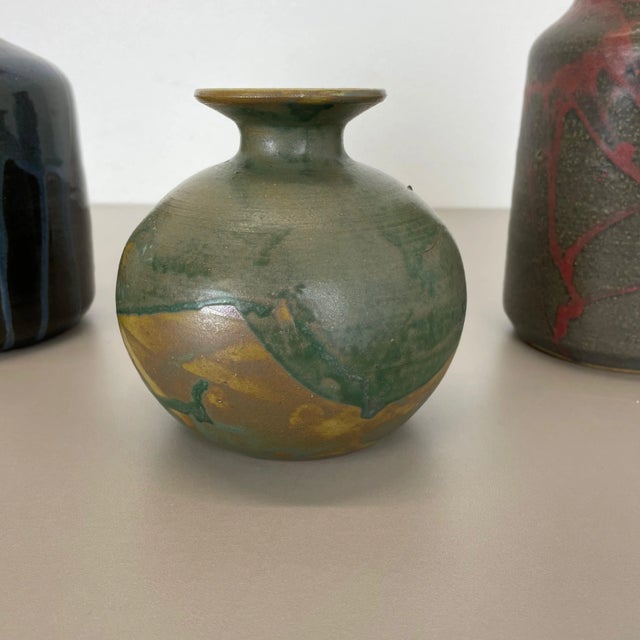 1970s Ceramic Studio Pottery Vases from Elmar & Elke Kubicek, Germany, 1970s, Set of 3 For Sale - Image 5 of 18