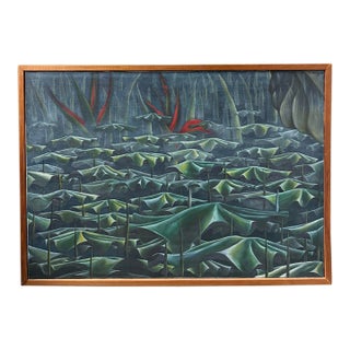 Abstract Lisa Bradshaw 1977 Sci-Fi Modern Umbrella TreesCape Wit Giant Aloe For Sale