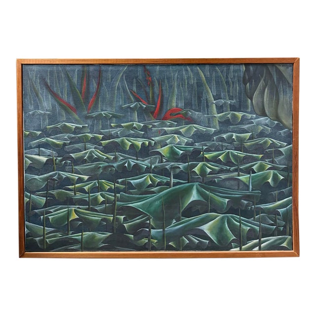 Abstract Lisa Bradshaw 1977 Sci-Fi Modern Umbrella TreesCape Wit Giant Aloe For Sale
