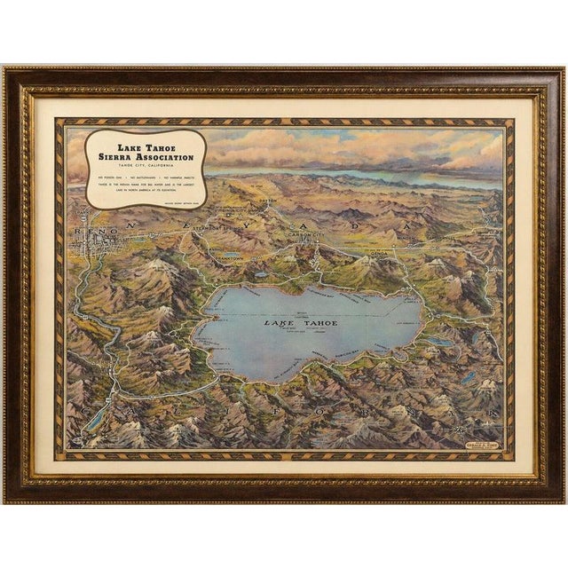 Vintage lake tahoe bird’s-eye view pictorial map by gerald a. Eddy, circa 1945 description: original vintage pictorial map...