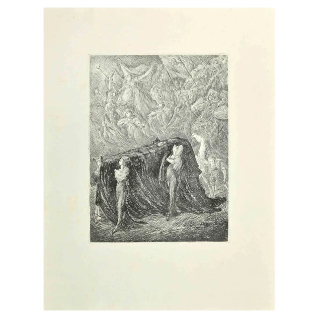 Wladyslaw Jahl, The Procession for Don Quixote, Etching, 1951 For Sale