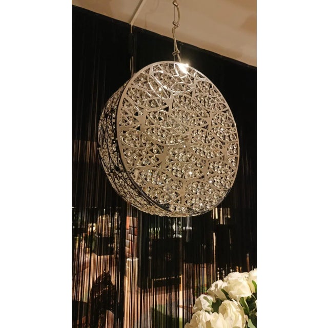 Steel & Crystal Cilindro Verticale Arabesque 12 Ceiling Lamp from Vgnewtrend For Sale - Image 4 of 4