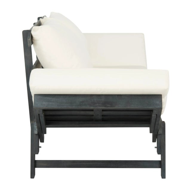 Modern Contemporary Daybed in Dark Slate Grey & Beige For Sale - Image 4 of 11