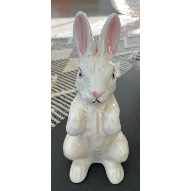 Mid-Century White Ceramic Rabbit Figurine For Sale - Image 9 of 10