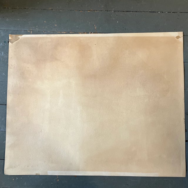 1970’s Vintage Modernist Tree Lined Landscape Watercolor Painting Signed For Sale In Philadelphia - Image 6 of 7