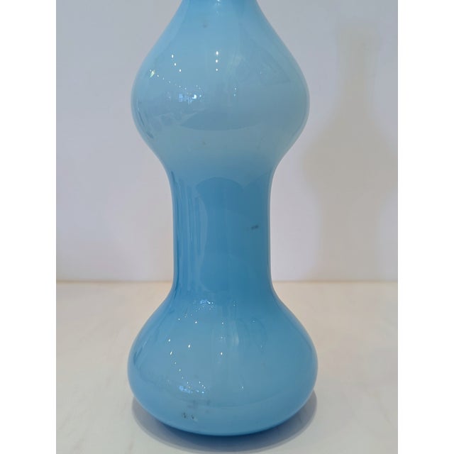 Mid-Century Modern Sky Blue Empoli Cased Glass Vase, Mid-Century Italy For Sale - Image 3 of 8