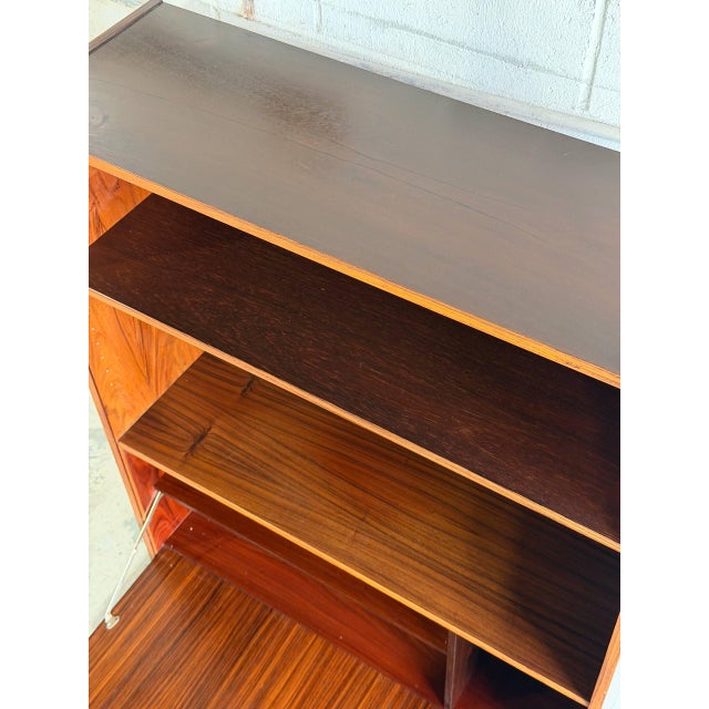 Brown Rosewood Bookcase With Drop Down Storage Door Denmark 1960s For Sale - Image 8 of 10