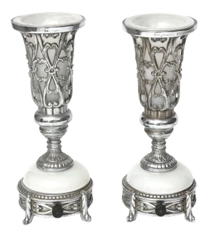 Art Deco Pierced Chrome and White Milk Glass Romantic Table Lamps - a Pair