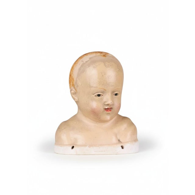 Tuscan Artist, Head of the Infant Jesus (Bambino Gesù), 1790, Polychrome Stucco For Sale - Image 14 of 14