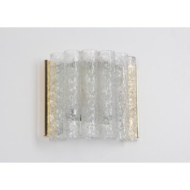 1960s Brass Ice Glass Wall Sconces attributed to Doria, Germany, 1960s, Set of 2 For Sale - Image 5 of 9