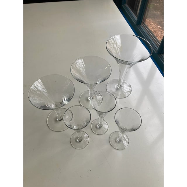 Mid-Century Clear Mix Size Cocktail Glasses- 6 Pieces For Sale - Image 4 of 5