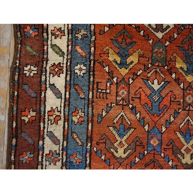 1900 - 1909 1900s Salmon Geometric Tribal Antique Caucasian Moghan Carpet 4' 0'' X9' 0'' Knotted Wool Rug Runner For Sale - Image 5 of 9
