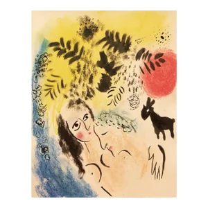 20th Century Ink and Watercolor Painting, Manner of Chagall