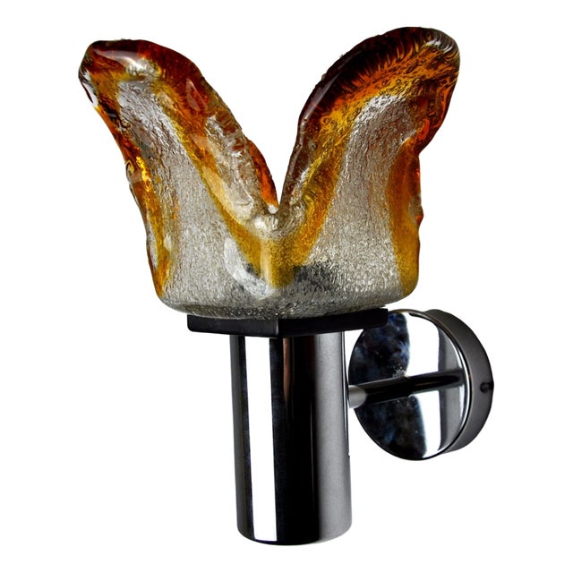 Frosted Murano Glass Wall Lamp from Mazzega, Italy, 1960s For Sale