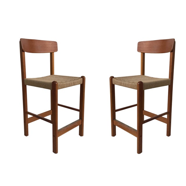 Wood Vintage Danish Modern Counter Stool For Sale - Image 7 of 10