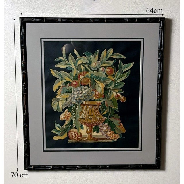 Painting Cutout Oil on Canvas Framed With Faux-Bamboo Wood -01 For Sale - Image 12 of 12