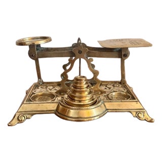 Antique Edwardian Brass Postal Scales, 1900, Set of 7 For Sale