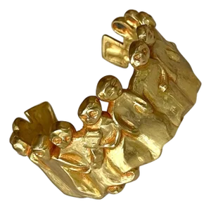 French Sculptural Bronze Bracelet 'La Manif" by Line Vautrin