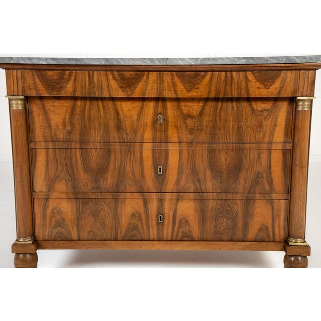 19th Century Italian Walnut Commode with Marble Top For Sale - Image 4 of 10