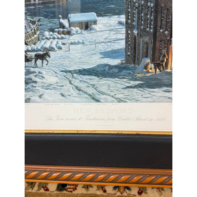 John Stobart New Bedford: The View Across to Fairhaven From Centre Street in 1884 Lithograph, Signed For Sale - Image 9 of 12
