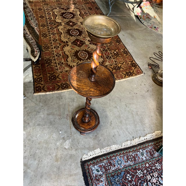 Barley Twist Antique Brass Cigarette Cigar Stand For Sale - Image 4 of 6