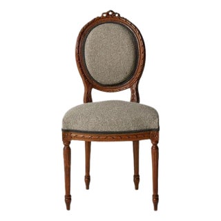 19th Century French Boucle & Walnut Petite Chair For Sale