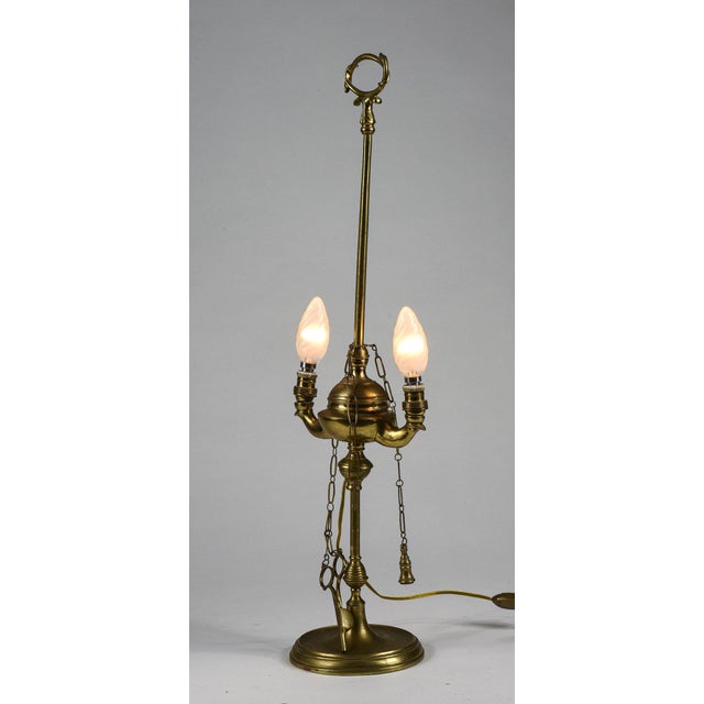 Electrified 2-Light Oil Lantern Lamp in Brass with Snake Decorations For Sale - Image 3 of 10