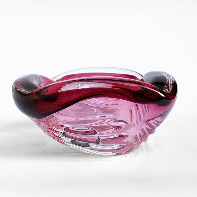 Italian Hand Blown Pink, Purple and Blue Sommerso Murano Glass Bowl from Seguso, 1960s For Sale - Image 4 of 9